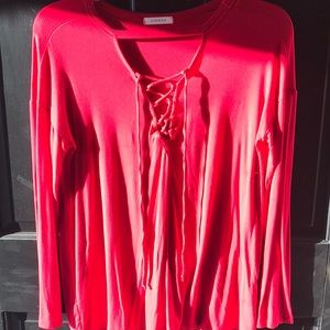 Red long sleeve cute top! 96% rayon and 4%spandex